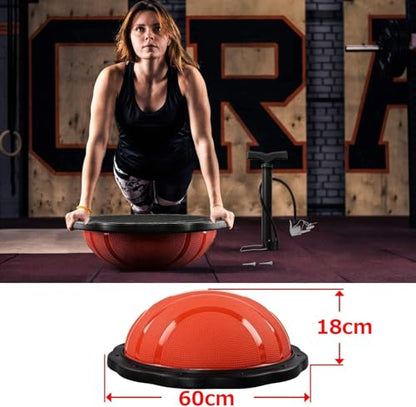 Yes4All Combo Half Ball Balance Trainer Balance, Massager Roller for Yoga, Pilates, Stretches - color: B. Red/Black