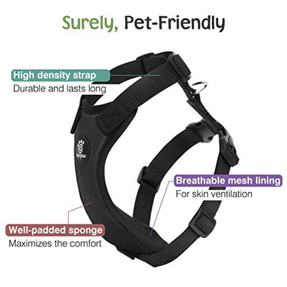 VavoPaw Dog Seat Belt, Safety Vest Dog Car Harness with Adjustable Buckle Dog Seat Belt for Vehicle Nylon Pet Safety Seat Belts Heavy Duty(L, Black) - color: Black, size: L (Chest: 22-32.3", Neck: 16.9-26")