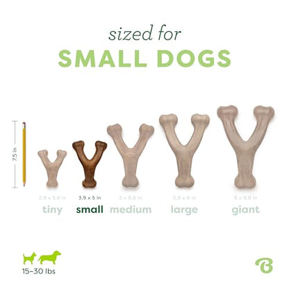 Benebone Wishbone Durable Dog Chew Toy for Aggressive Chewers, Made in USA, Small, Real Bacon Flavor - size: Small