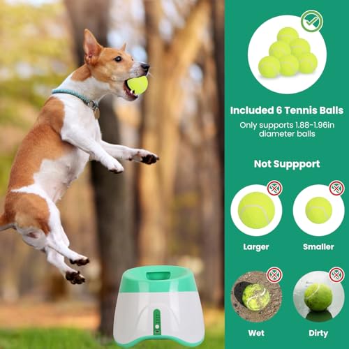 Automatic Dog Ball Launcher, Dog Ball Thrower with 9.84-29.52ft 3 Launching Distance, Rechargeable Dog Toy Mental Stimulation Training Game with 1.96" Tennis Balls for Energetic Small Medium Dogs - size: 9.84-29.52ft