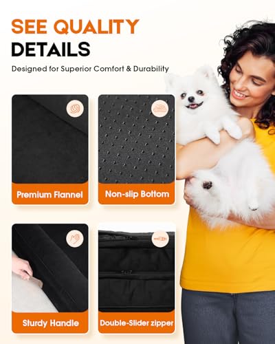 Upvilla Orthopedic Dog Bed XL, Four-Sided Cushioned Egg-Shaped Foam Dog Sofa, Waterproof Removable Cover, Pet Sofa Bed with Non-Slip Base, Extra Large Dog Bed,Black - color: Black, size: 46"L x 30"W x 7.5"Th