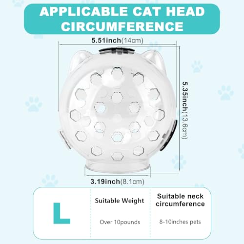 Cat Muzzle for Grooming, Adjustable Breathable Transparent Cat Astronaut Helmet with 4 Silicone Paw Shoes for Bath Nail Trimming (L for Over 10lbs Pets) - size: L (for Over 10lbs Pets)