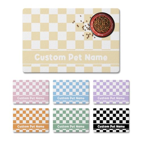 Personalized Dog Food Mat for Floor Waterproof, Custom Pet Feeding Mat with Name and Photo, Super Absorbent Dog Bowl Mat for Food and Water, Non-Slip Rubber Backing Pet Placemat for Cat Puppy - color: Color3