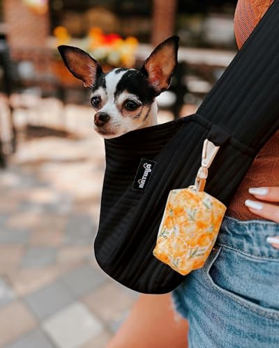 NATUYA Small Dog Carrier Sling Cat Sling-Dog Slings for Carrying Small Dogs-Adjustable Strap Hand Free Pet Puppy for Outdoor Traveling Subway (Black, Canvas) - color: Black
