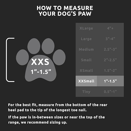 PawZ Rubber Dog Boots for Small Paws - All-Weather Waterproof Dog Shoes, Anti-Slip Traction for Rain, Snow, Mud & Hot Pavement - Pull-On Dog Booties, Black - XX-Small (1"-1.5") - Pack of 12 - size: XXS