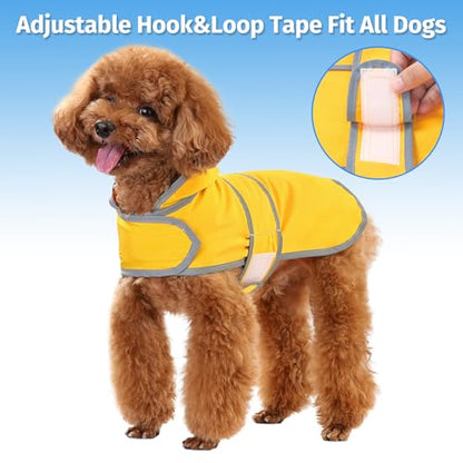 Dog Raincoat for Small Dogs Puppies Waterproof Jacket Hooded Rain Coats with Reflective Strips Leash Hole & Poncho Adjustable Fit (Yellow,S) - color: B.Yellow, size: Small