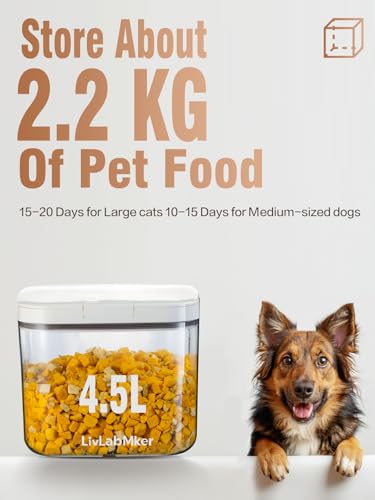 Airtight Dog Food Storage Container 5-10 lbs, Large Pet/Cat Treat Bin with Lids, Pantry Containers for Rice & Flour, withe - color: (D981)-4.5L