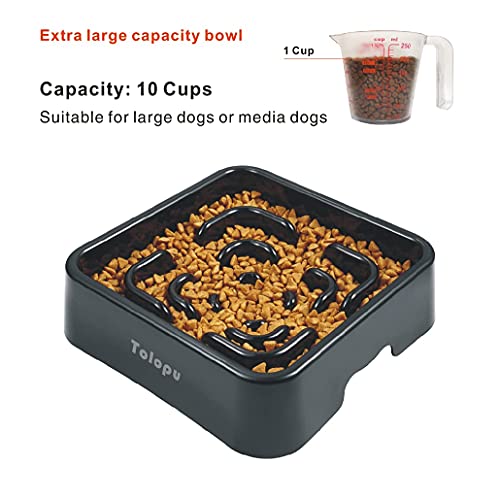 Extra-Large Durable ABS Large Slow Feeder Dog Bowls(10 Cups Capacity) Stop Bloat Bowl Anti-Choking &Anti-Gulping & Fun Feeding Bowl (Large, Black)