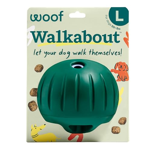 WOOF Walkabout - Enrichment Dog Toys Puzzle and Treat Dispenser - Adjustable Difficulty for Kibble and Treats - Durable Rubber - Easy to Clean - Large