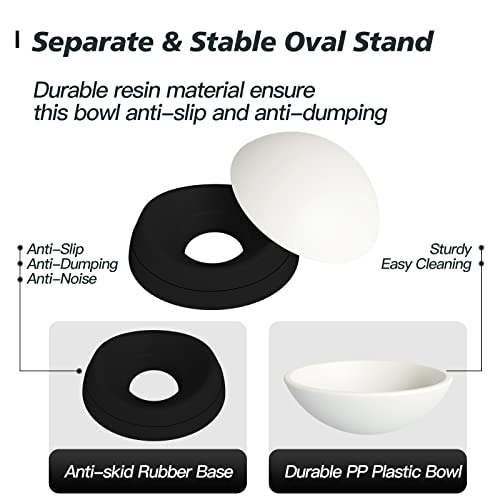Elevated Cat Bowl, Adjustable Raised Slanted Food Bowl for Cats and Small Dogs, Wide Shallow PP Dish with TPR Non Slip Base, Whisker Friendly, 17 oz - color: Milky White, Black