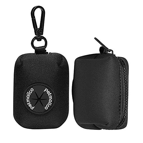 Petmolico Dog Poop Bag Holder Leash Attachment, Dog Waste Bag Dispenser Zippered Pouch, Fits Any Puppy Leash, Includes Free Roll of Poop Bags, Poop Bag Dispenser - 2 Pack, Black - color: Black