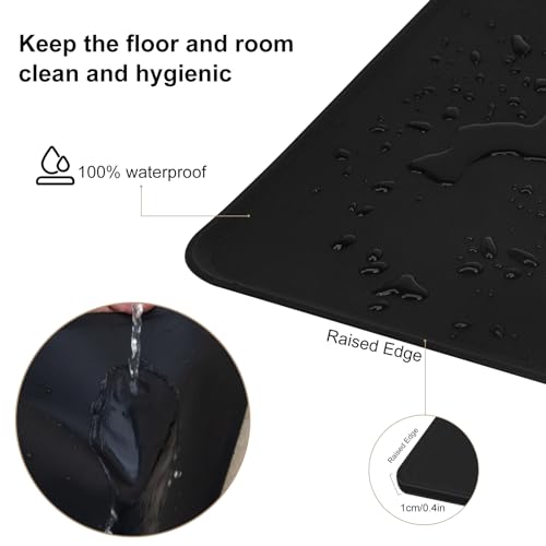 Premium Silicone Dog Food Mat,Dog Bowl mat, Pet Food pad- Anti-Slip Pet Food Mat for Dogs and Cats - Waterproof and Easy to Clean 21 * 15 in Gray