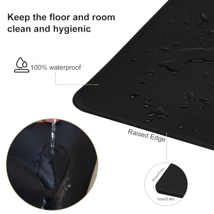 Premium Silicone Dog Food Mat,Dog Bowl mat, Pet Food pad- Anti-Slip Pet Food Mat for Dogs and Cats - Waterproof and Easy to Clean 21 * 15 in Gray