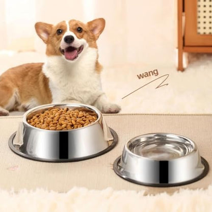 1 Pcs Stainless Steel Dog Bowls, Non-Slip Rubber Base, Heavy Duty Food and Water Bowls for Small, Medium Dogs & Cats, Dishwasher Safe, Rust Resistant, Anti-Skid Pet Feeder