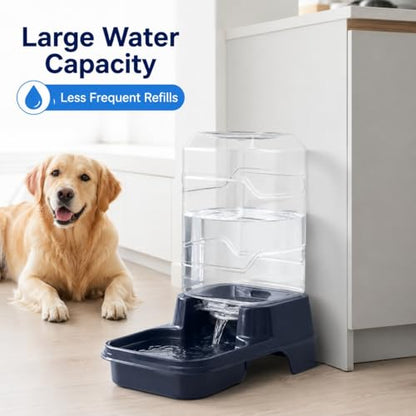 Gravity Pet Waterer for Dogs and Cats, Automatic Water Dispenser, 0.75 Gallon, Navy, Indoor Feeding Water Station
