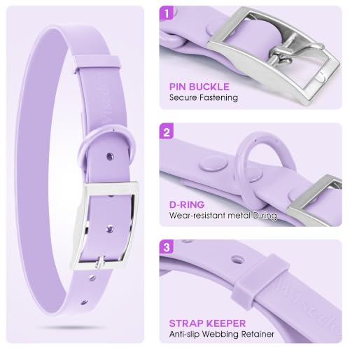 Wisedog Small Puppy Collar, XS 7"-10" × 1/2 in, Lilac | Soft Rubber Coated Webbing, Cute Pet Collars, For Small Dogs Cats - color: Lilac