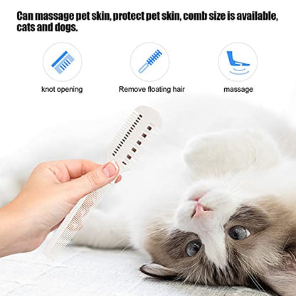 Razor Comb for Dogs Cats with 4 Extra Blades, Manual Double Edge Razor Grooming Tool for Thinning, Cutting,Styling and Grooming