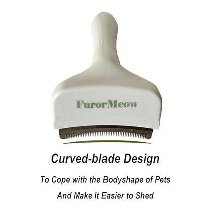 Pet Deshedding Tool with Curve Blade, Cat Grooming Brush, Tight V-shaped Teeth Shedding Comb for Cat and Small Dog (White, Small) - color: White, size: Small