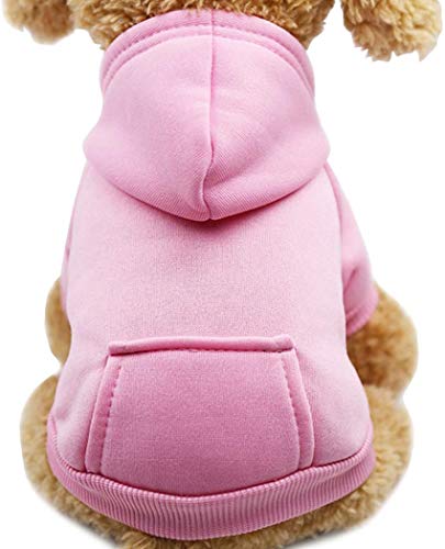 Idepet Pet Dog Hoodies Dog Clothes for Small Dogs Vest Chihuahua Clothes Warm Coat Jacket Autumn Puppy Outfits Cats Dogs Clothing(M, Pink) - color: Pink, size: Medium