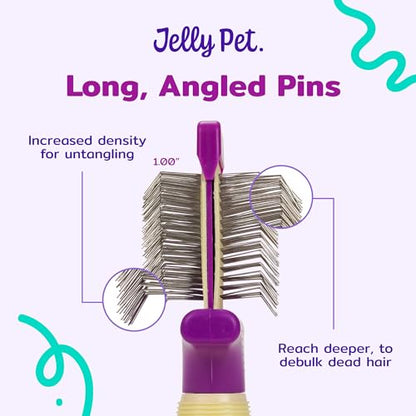 Jelly Pet Double Sided Dog Slicker Brush, Longer Pins, Flexible Head, Fine/Coarse Sides, Removes Unwanted Tangles, Medium, Pink - size: Medium