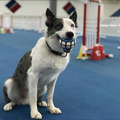 Dog Balls Toys Squeaky Fetch - Rubber Funny Ball Gifts for Large Medium Dogs (Blue White) - color: Blue White