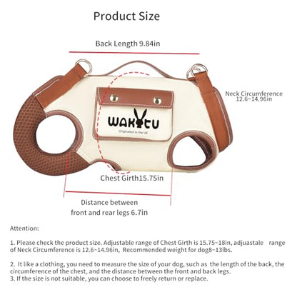 Wakytu Dog Lift Harness Dog Carrier Sling for Small Dogs & Cats,M | stylish puppy sling carrier with handle & pocket,adjustable leash,walking & travel - color: 1.0 White, size: Medium(8-13 LBS)