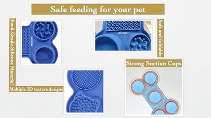 Pet Feeding Dishes,Slow Feeder Lick Mat for Dogs,Cat Licking Mat with Strong Suction Cups - 6-in-1 Interactive Snuffle Mat for Fast Eaters,Anxiety Relief,Grooming & Bath Time (Dark Blue) - color: Dark Blue