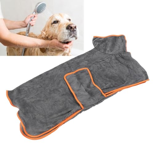 Dry Microfiber Dog Drying Coat with Adjustable Collar and Waist, Soft Full Wrap Pet Towel Robe for After Bath, Swimming, Rainy Walks and Home Use(XL) - size: XL