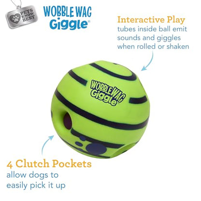 Wobble Wag Giggle Ball, Interactive Dog Toy, Fun Giggle Sounds When Rolled or Shaken, Pets Know Best, As Seen On TV - style: Original
