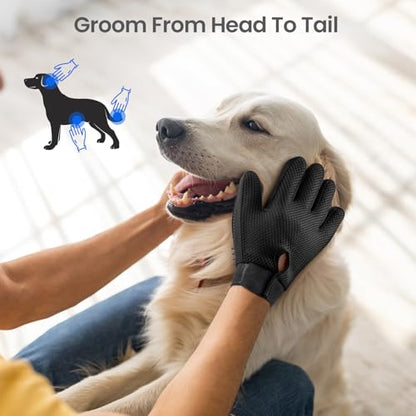 Pet Hair Remover Glove - Gentle Pet Grooming Glove Brush - Deshedding Glove - Massage Mitt with Enhanced Five Finger Design - Perfect for Dogs & Cats with Long & Short Fur - 1 Pack (Right-hand), Black - color: Black