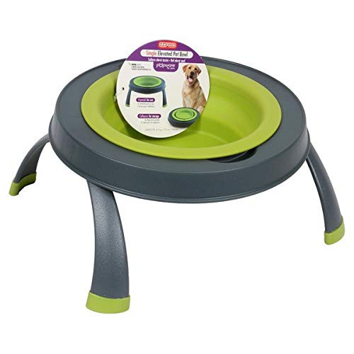 Dexas Popware for Pets Single Elevated Pet Feeder, Gray/Blue, Large/4 Cup Capacity (PW140432312) - color: Gray/Blue, size: Large/4 Cup Capacity