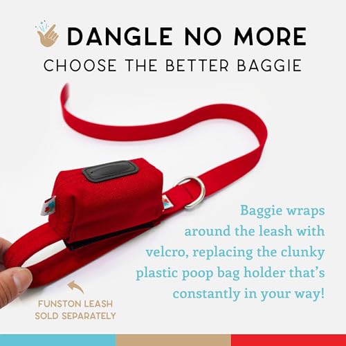 Dog Poop Bag Holder for Leashes, Cat Waste Bag Dispenser, 1000D Nylon, Attach to Cat Leash, Poop Bag Dispenser, Fits Standard Dog Poop Bags - Wildebeest (Red) - color: Red
