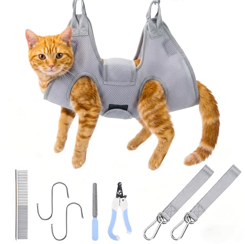 PatiencET Dog Grooming Hammock Pet Hammock Cat Nail Clipper Hammock for Nail Trimming Dog Sling for Nail Clipping Dog Hanging Harness (Gray XS) - color: Gray, size: XS (12 LB Max)