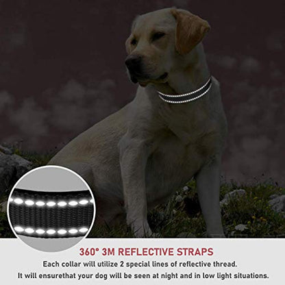 Reflective Dog Collar with Buckle Adjustable Safety Nylon Collars for Small Medium Large Dogs, Black XL - color: Black, size: XLarge :Width 1",Neck 16-26"