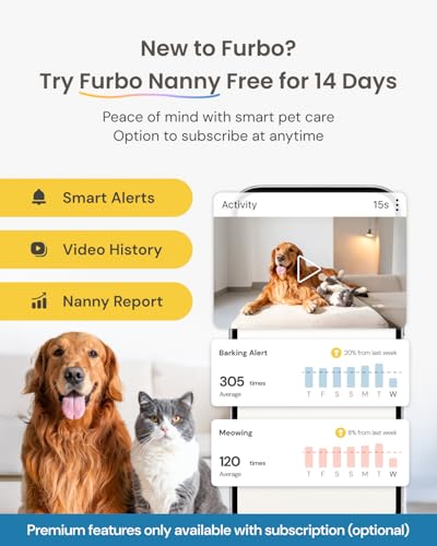 Furbo Mini Pet Camera: Basic See & Talk Features, No AI Alerts, No Subscription Required, Pet Security Cam w/Barking/Meowing Alerts, Rotating View, 2-Way Audio, Smart Home Monitoring - style: Mini Camera