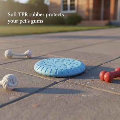 Compatible with Interactive Fetch Play, Soft TPR Rubber Dog Flying Disc, Flexible 8.7 Inch Outdoor Toy for Dogs - color: Blue
