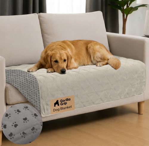 GORILLA GRIP® Waterproof Dog Blanket, Leakproof Couch Cover for Dogs, Silicone Grip Backing, Protects Sofa, Sectional, Bed, Crate, Car & RV, Tear-Resistant Washable Pet Blanket 50x40 Light Taupe - color: Light Taupe, size: 40" X 50"