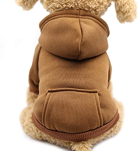 Idepet Dog Clothes Pet Dog Hoodies for Small Medium Dogs Chihuahua Clothes Warm Coat Jacket Autumn Puppy Outfits Dogs Clothing (M, Coffee) - color: Coffee, size: Medium