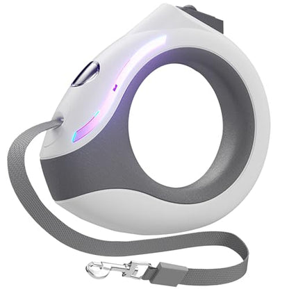 Retractable Dog Leash with Flashlight, Rechargeable 118in Round Handle with Lock, Ergonomic Breathing Light, for Small and Medium Dogs, Dog Leashes for Medium Dogs