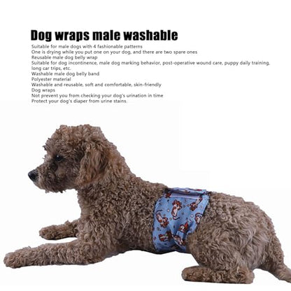 Pomya Washable Male Dog Belly Band, Washable Male Dog Belly Wrap, Dog Diapers for Male Dogs, Nappies Wrap for Post Surgery Wound Training, Reusable Soft Belly Bands, Pack of