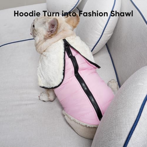 Vecomfy Fleece Lining Dog Hoodie with Harness Built in,Extra Warm Small Dog Jacket in Winter Puppy Coats with Hooded,Light Pink XS - color: Light Pink(Harness), size: X-Small (Pack of 1)