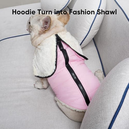 Vecomfy Fleece Lining Dog Hoodie with Harness Built in,Extra Warm Small Dog Jacket in Winter Puppy Coats with Hooded,Light Pink XS - color: Light Pink(Harness), size: X-Small (Pack of 1)