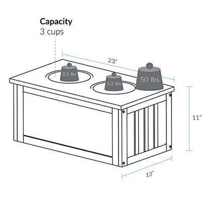 Casual Home Pet Feeder Storage Stand for Dogs - Medium to Large Breeds - color: Warm Brown, White (New)