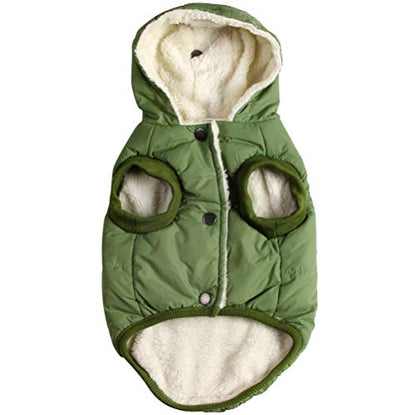 Vecomfy Fleece Lining Extra Warm Dog Hoodie in Winter,Small Dog Jacket Puppy Coats with Hooded Green XS - color: Green, size: X-Small (Pack of 1)
