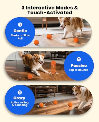 Xeuch Smart Interactive Dog Toy Balls, Automatic Moving Ball for Puppy, Medium and Large Dogs, ETPU Material, Motion Activated Rolling & Rotating Bouncy Toy for Dog Enrichment & Stimulation - color: Orange