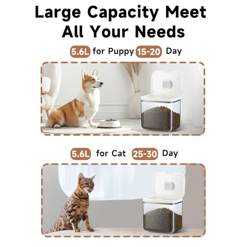 LivLab Mker Airtight Dog Food Storage Container 5 lbs - Pet Food Containers with Lids, Keeps Dry, Flour & Rice Storage Bin with Measuring Cup, Dog Treat & Cat Food Holder (6 lbs) White - color: (D983)-11L-1