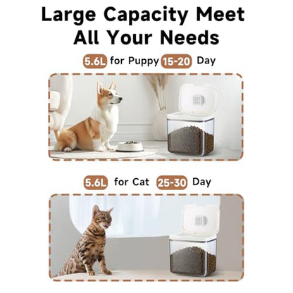 LivLab Mker Airtight Dog Food Storage Container 5 lbs - Pet Food Containers with Lids, Keeps Dry, Flour & Rice Storage Bin with Measuring Cup, Dog Treat & Cat Food Holder (6 lbs) White - color: (D983)-11L-1