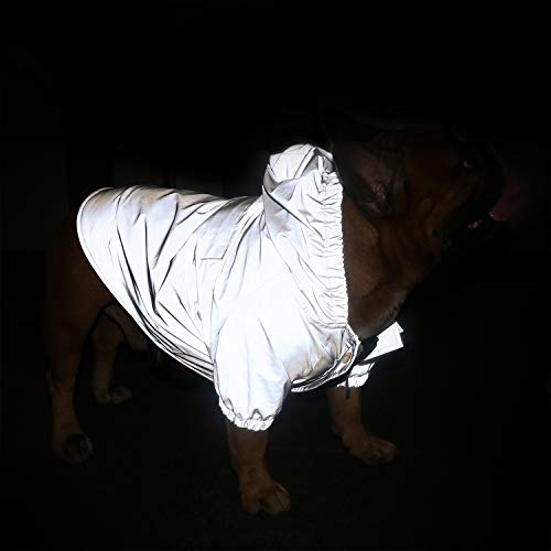 iChoue Dog Cold Weather Coats Reflective Safety Jackets Water Resistant Raincoats All Made Up of High Reflection Fabric Keep Dogs Visible for French English Bulldog Bully Pitbull - Silvery, Small - color: Silver, size: Small ( 5 - 15 lbs )
