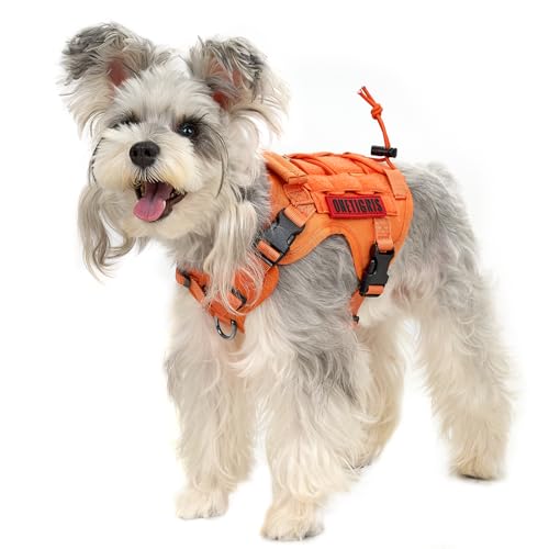 OneTigris Tactical Dog Harness Vest,No-Pull Service Dog Vest with Hook & Loop Panels,Adjustable Dog Vest Harness for Walking Hiking Training(Orange,XX-Small) - color: Orange, size: XX-Small