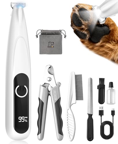 IREDOON 2026 New Pet Precision Trimmer, 35dB Low-Noise Dog Paw Trimmer with LED Light, Safe Curved Ceramic Blade Electric Pet Paw Grooming Kit for Dogs & Cats Paw, Ear, Face, Butt, Eyebrows